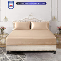 Bộ Ga Giường Phi Lụa Victoria's Bedding Korea Màu Vàng Kem An Toàn Cho Da, Mềm Mại