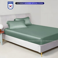 Bộ Ga Giường Phi Lụa Victoria's Bedding Korea Màu Xanh Matcha Mềm Mại, Mát Lạnh