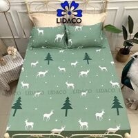 Bộ ga giương poly cotton LIDACO drap giường đủ size nệm 1m2, 1m4, 1m6, 1m8 Tăng 01 vo gôi ôm - Tuân lôc xanh - 1m2x2m