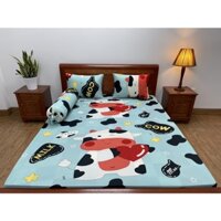 Bộ ga giường thun lạnh Hàn Quốc  hình bò sữa mẫu mới nhất cho bé