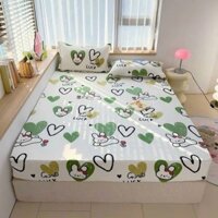 Bộ ga gối 3 món ga chun 1m8x2m kèm 2 áo gối chất liệu cotton đũi mềm mại , thoáng mát cho đệm cao dưới 10cm