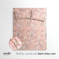 Bộ ga gối 3 món Lụa Tencel 60S họa tiết - Bách thảo cam