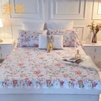 Bô ga gối bo chun chun trần bông bèo ren 3 lớp - set 3 món