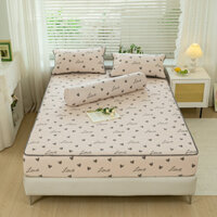 Bộ ga gối cotton đũi hàn trần bông micro bọc đệm dưới 25cm, ga giường gồm 2 vỏ gối nằm tặng kèm 01 vỏ gối ôm