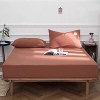 Bộ Ga Gối Cotton Đũi Tici LIDACO Cao Cấp - Cam Be - TẶNG 01 VỎ GỐI ÔM - 1m5 x 2m - Dưới 15cm