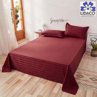 Bộ Ga Gối Cotton Kẻ 3F Lidaco Chuyên Dụng Cho Homestay, Khách Sạn Nhiều Mẫu Lựa Chọn - Đỏ - 1m2x2m-Nệm dày 21-25cm