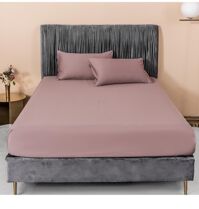 Bộ ga gối cotton lụa 60s Lidaco cao cấp Nhiều mẫu lựa chọn - Hồng Đất - 1m8x2m-Nệm dày 21-25cm