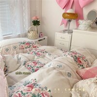 Bô ga gối cotton new chic hoa hồng
