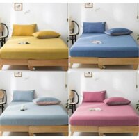 Bộ ga gối cotton Tici, drap giường cotton đơn sắc đủ các size nệm, đệm và miễn phí bo chun - Ngân Khánh Bedding Decor