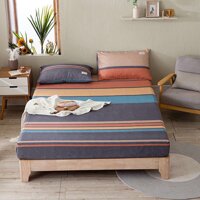 Bộ Ga Gối Cotton Tici Kẻ LIDACO Cao Cấp - Kẻ Cam Ghi - Tặng 01 Vỏ Gối Ôm - 1m5 x 2m - 13-20cm