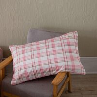 Bộ Ga Gối Cotton Tici Kẻ LIDACO Cao Cấp - Caro Hồng - TẶNG 01 VỎ GỐI ÔM - 1m5 x 2m - Dưới 12cm