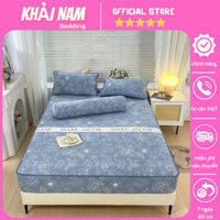 Bộ ga gối cotton trần bông bo chun siêu mướt cao cấp, ga giường bọc đệm công nghệ mới thoáng mát mềm mịn KT 1m6 1m8 2m2