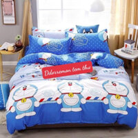 Bộ ga gối ga giường kèm 2 áo gối Cotton Poly 1m2 1m6 1m8 Drap Giường 4 Mùa,Bo Chun Miễn Phí, mẫu doremon đàn