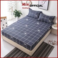 Bộ Ga Gối 💖M6 M8💖 Ga Giường + 2 Vỏ Gối Nằm, Drap Trải Nệm Cotton Poly mẫu Kẻ Vương Miện - Min Bedding (Miễn Phí Bo Chun)