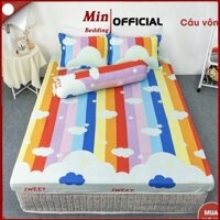 Bộ Ga Gối 💖M6 M8💖 Ga Giường + 2 Vỏ Gối Nằm, Drap Trải Nệm Cotton Poly mẫu Cầu Vồng Mây - Min Bedding (Miễn Phí Bo Chun)