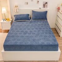 Bộ ga gối nỉ nhung in hoạ tiết gấu, ga gối nỉ trải giường một màu các size m6, m8, 2m