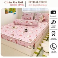 Bộ ga gối nỉ nhung siêu mềm mịn nhập khẩu cao cấp, ga giường bọc đệm kèm đôi vỏ gối siêu mềm mịn