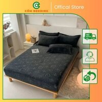Bộ Ga Gối Nỉ Nhung Sữa Màu Trơn Siêu Mềm Mịn Ga Trải Giường Bọc Đệm Kèm Đôi Vỏ Gối Cao Cấp