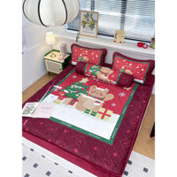 BỘ GA GỐI NỈ NOEL SIÊU XINH BỌC TOÀN BỘ ĐỆM,CHĂN GA GỐI TRẦN BÔNG