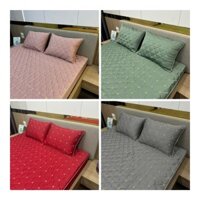 Bô Ga Gối Phi Lụa Trần Bông hàng đẹp dày dặn, Sét Ga Gối 3 món chất liệu phi lụa tại TN Bedding
