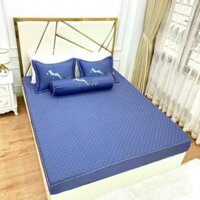 Bộ Ga Gối Phi Lụa Trần Bông,Bộ Ga Gối 4 Món Trần Thêu Cao Cấp.