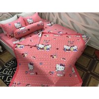 Bộ ga gối poly Hello kitty cầu vồng (KHÔNG CÓ VỎ GỐI NẰM)