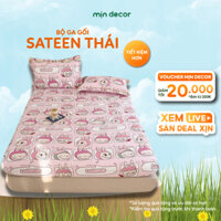 Bộ Ga Gối Sateen Thái Bo Chun Đệm 10cm Mịn Decor, Ga Giường Phi Lụa Thái Dễ Thương