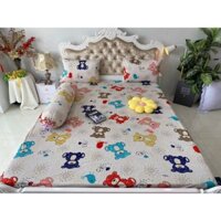 Bộ ga gối thun hàn quốc, GẤU KEM SẮC MÀU, đủ size 1m2. 1m4, 1m6, 1m8