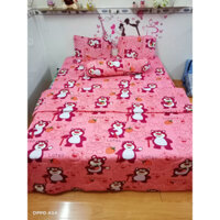 Bộ ga gối thun hàn quốc hoạ tiết bé, ga gối thun lạnh 4 món, drap trải giường đủ size 1m4 - 1m6 - 1m8,