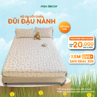 Bộ Ga Gối Trần Bông Cotton Đũi Mịn Decor, Ga Giường Chần Bông Bo Chun 15cm