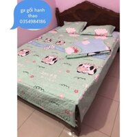 Bộ ga gối trần bông xẻ góc dày dăn chùm phủ xuống