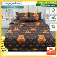 Bộ ga gối 1m2x2m,1m6x2m,1m8x2m,2mx2m2 bọc đệm dày 25-30cm mẫu mới 2024, mẫu gấu nâu