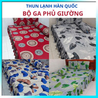 Bộ ga phủ có bèo thun lạnh hàn quốc in 3d 1M6 x 2M VÀ 1M8 x2M nệm 5-15CM (bèo phủ 1 bên - hàng đặt)