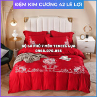 Bộ ga phủ Kim Cương 7 món - Vải Maris (Lụa Tencel) - Kích thước 160x200/180x200 dùng chung