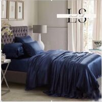 Bộ Ga Phủ Phi Lụa Lavish Silk Cao Cấp Mát Lạnh Hàng Loại 1 Không Nối Vải - Xanh Đen - 2m x 2m x 20cm