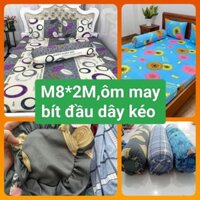 bộ ga thun hàn quốc  m8*2m,ôm may bịt đầu khoá kéo
