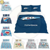 Bộ ga trải giường 3 mảnh Doremon Bộ chăn bông hoạt hình in 3D Vỏ chăn bông mềm mại và thoáng khí Queen King (2 vỏ gối)