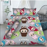 Bộ ga trải giường 3D vải thun hàn quốc,bộ 4 món gồm 1 ga 2 vỏ gối nằm 1 vỏ gối ôm,thú ngẫu nhiên.