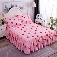 Bộ Ga Trải Giường Hai Mặt Chống Trượt Phong Cách Công Chúa Hàn Quốc