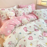Bộ ga trải giường Hello Kitty Bộ bốn mảnh dành cho trẻ em Bốn mùa Ký túc xá sinh viên đa năng Bộ ba mảnh chống bụi bẩn