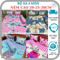 Bộ ga trải giường thun lạnh hàn quốc 4 món nệm cao 20-25-30cm