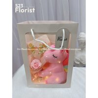 Bộ Gấu Bông kèm Thiệp, Đèn, túi quà tặng Quốc Tế Phụ Nữ, Sinh Nhật, 8/3, ngựa Pony hồng