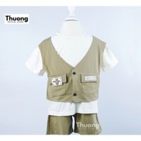 Bộ gấu vàng bé trai phối túi hàng loại 1 cực đẹp cực đáng yêu chất cotton mềm mịn mã P0029