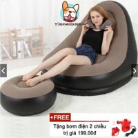 Bộ ghế lười bơm hơi đệm hơi tựa lưng hàn quốc bọc nhung ghê saofa hơi loại dày