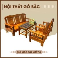 Bộ ghế ngồi phòng khách kiểu dáng đối xứng gỗ xoan ta 100% gỗ thịt, sang trọng giá rẻ