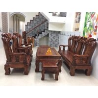 Bộ ghế phòng khách gỗ hương chạm đào tiên tay 14 _ 6 món