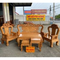 Bộ ghế rồng đỉnh gỗ gõ đỏ 6 món cột 12