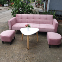 Bộ Ghế Sofa Bed Đặt Phòng Khách Ghế Sofa Giường Thông Minh Bọc Vải Nhung Có Tay Vịn Màu Hồng Phấn1m9