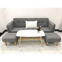 Bộ ghế sofa giường sofa bed tay vịn phòng khách sopha sivali08 salon - Cả bộ bàn chữ nhật trắng