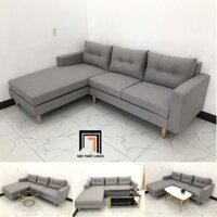Bộ ghế sofa góc 2m2 x 1m6 màu xám trắng vải bố